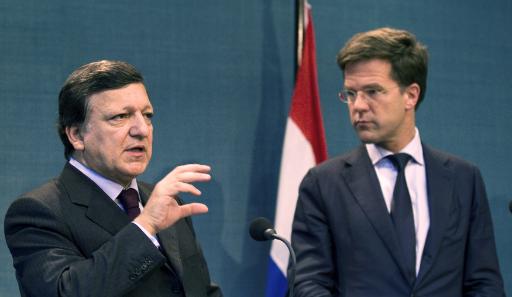 EU-Kommissionspräsident José Manuel Barroso mit dem niederländischen Ministerpräsidenten Mark Rutte in Den Haag