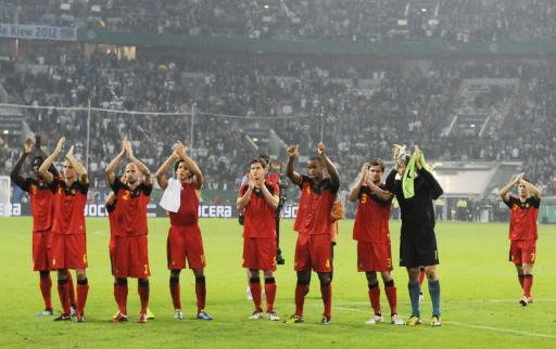 Die Roten Teufel bedanken sich bei den Fans nach der Begegnung gegen Deutschland (11.10.)