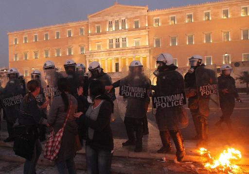 Zusammenstöße vor dem griechischen Parlament