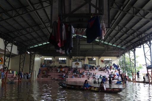 Überschwemmtes Hilfszentrum in Calumpit (Provinz Bulacan), nördlich der Hauptstadt Manila