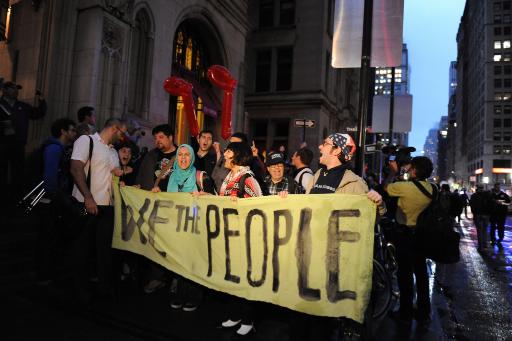 Wall-Street-Demonstranten auf dem Broadway (14. Oktober)