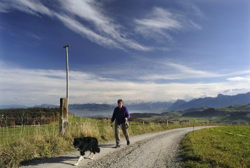 Zu Fuß anstatt auf Skiern: In der Nähe von Riggisberg in der Schweiz