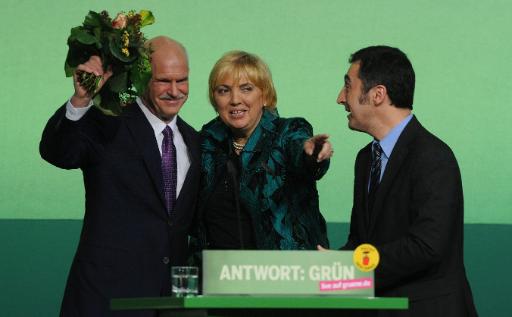 Giorgos Papandreou, Claudia Roth und Cem Özdemir