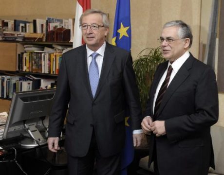 Jean-Claude Juncker und Lukas Papademos in Luxemburg