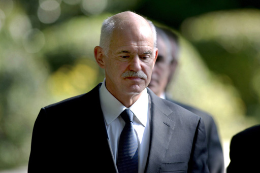 Ministerpräsident Papandreou nach dem Treffen mit dem Präsidenten