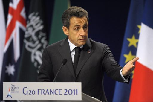 Gastgeber Nicolas Sarkozy zum Abschluss des G20-Gipfels