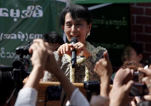 Aung San Suu Kyi in Yangon, Birma (21.11.)