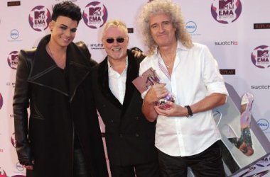 Adam Lambert, Roger Taylor und Brian May (Queen)