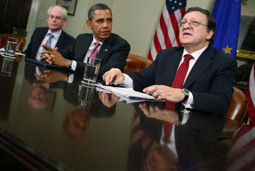 Herman Van Rompuy, Barack Obama und José Manuel Barroso im Weißen Haus