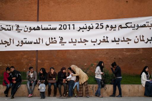 Rabat: Plakat ruft die Marokkaner zur Wahl auf