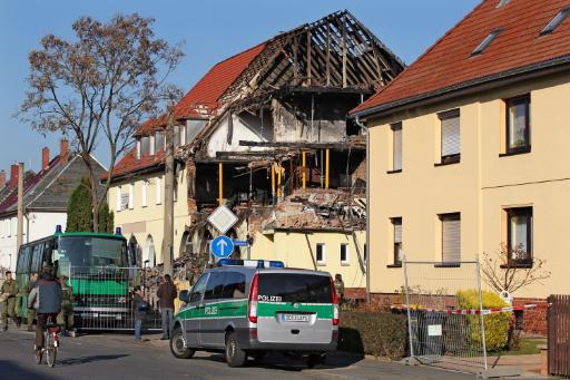 Das von einer Explosion zerstörte Haus in Zwickau