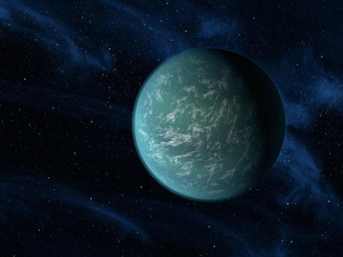 Künstlerische Darstellung des neu entdeckten Planeten Kepler-22b