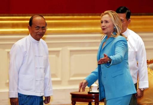 Birmas Präsident Thein Sein mit US-Außenministerin Hillary Clinton