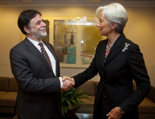 Ungarns Minister Tamas Fellegi mit IWF-Chefin Christine Lagarde