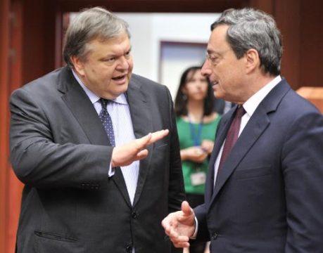 Der griechische Finanzminister Evangelos Venizelos und EZB-Präsident Mario Draghi