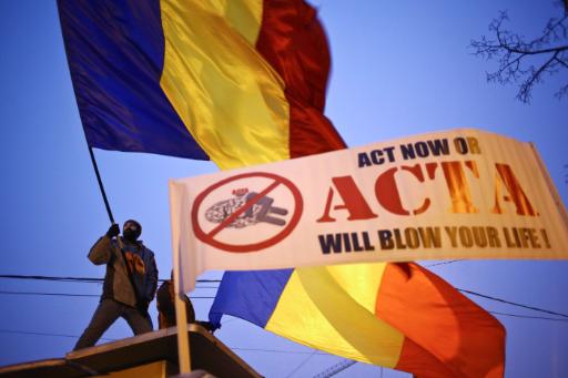 Anti-Acta-Demo in Bukarest, Rumänien