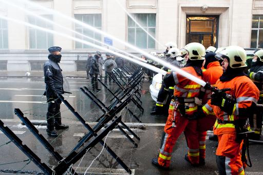 Protestaktion der Feuerwehrleute in Brüssel