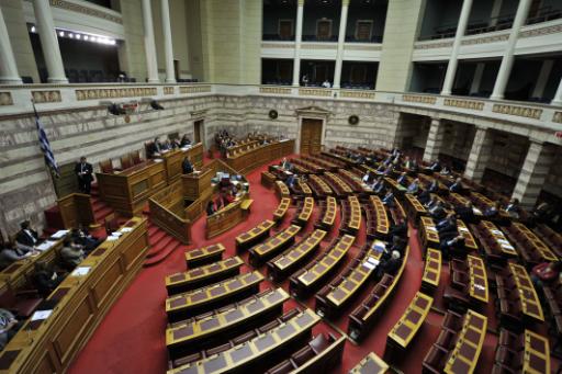 Griechenlands Finanzminister Evangelos Venizelos vor dem Parlament