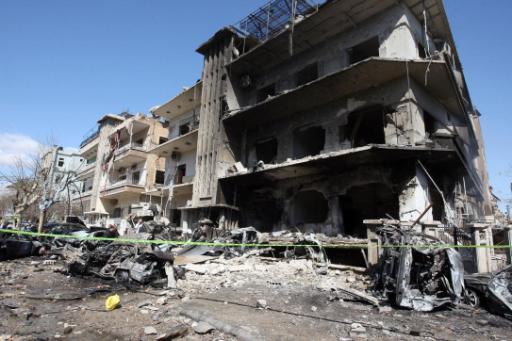 Eines der beiden zerbombten Gebäude in Damaskus