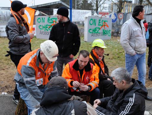 Protestaktion bei ArcelorMittal in Florange (28.2.)