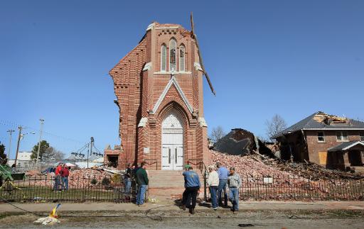 Die Reste einer Kirche in Ridgeway, Illinois