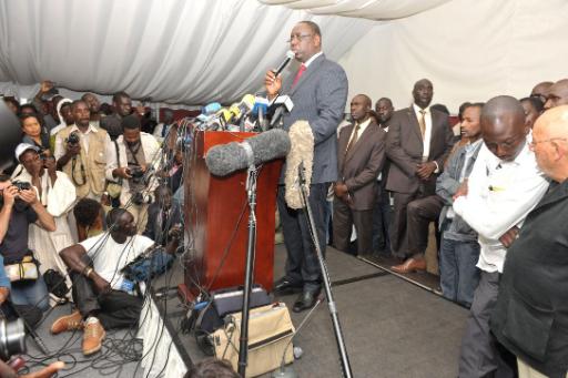 Macky Sall spricht nach dem Wahlsieg zu seinen Anhängern in Dakar