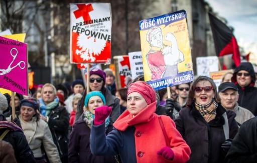 Gewerkschafter protestieren in Warschau
