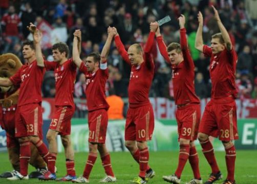 Glückliche Bayern-Spieler nach dem Sieg über Real Madrid
