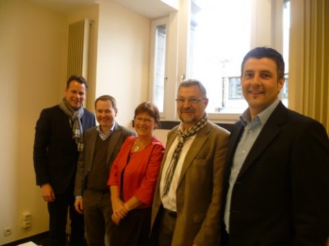 Raf Terwingen, Luc Frank, Sonja Becq, Pascal Arimont (vlnr)