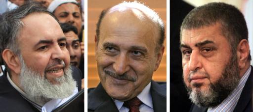 Hasem Abu Ismail, Omar Suleiman und Chairat al-Schater (vlnr)