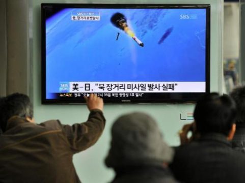 Illustration des Raketenstarts im südkoreanischen Fernsehen