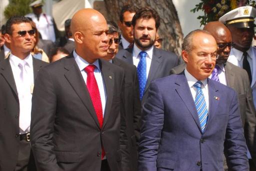 Haitis Präsident Michel Joseph Martelly mit seinem mexikanischen Kollegen Felipe Calderon
