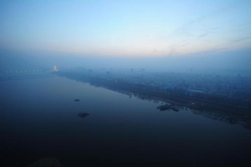 Nordkoreas Hauptstadt Pjöngjang am Morgen des 13. April