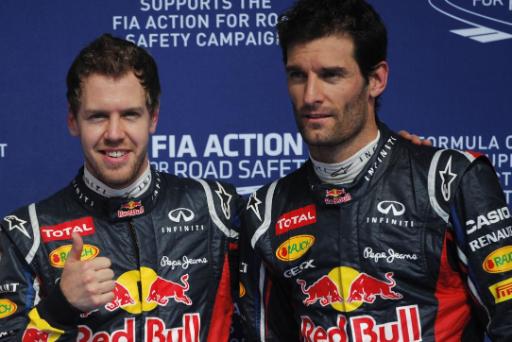 Sebastian Vettel und sein Teamkollege Mark Webber in Manama