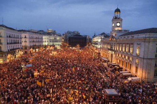 Proteste auf dem Platz Puerta del Sol in Madrid