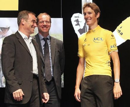 Bernard Hinault, Christian Prudhomme und Andy Schleck