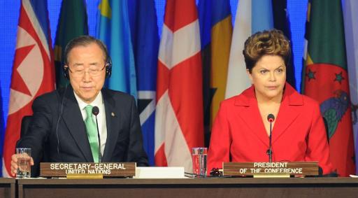 UN-Generalsekretär Ban Ki Moon und Brasiliens Präsidentin Dilma Rousseff bei der Eröffnung von "Rio+20"