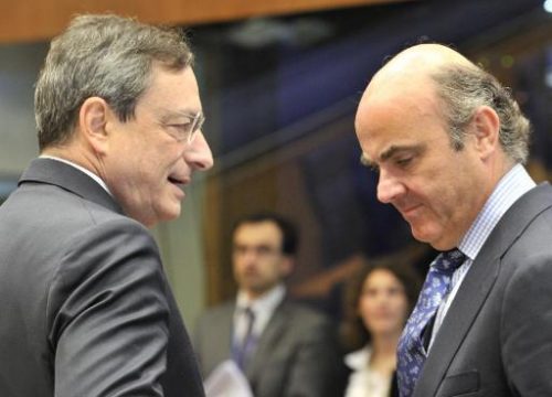 EZB-Präsident Mario Draghi und Spaniens Wirtschaftsminister Luis de Guindos in Luxemburg