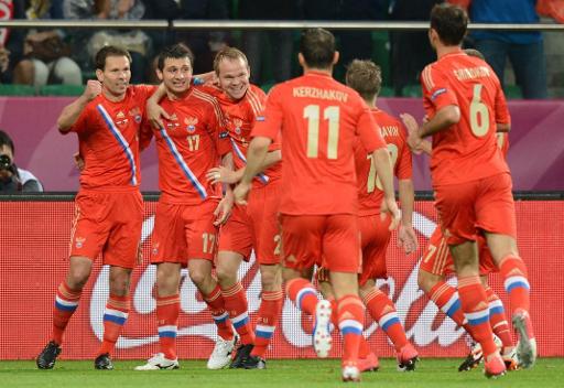 Eine starke und glückliche russische Mannschaft