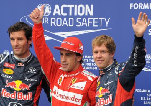 Mark Webber, Fernando Alonso und Sebastian Vettel