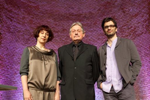 Die Autoren Olga Martynova, Jean Krier (Luxemburg) und Nicol Ljubic (Kroatien)