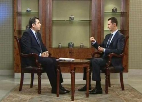 Journalist Nizar al-Farra und Syriens Präsident Baschar al-Assad