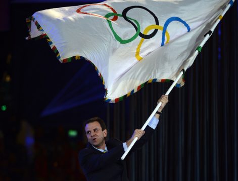 Spiele 2016 in Rio: Fahnenübergabe an Bürgermeister Eduardo Paes
