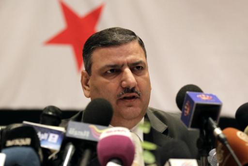 Ex-Ministerpräsident Riad Hidschab bei der Pressekronferenz in Amman/Jordanien