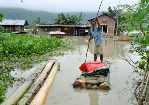 Hochwasser im Dorf Mayong, im Nordwesten des indischen Bundesstaats Assam