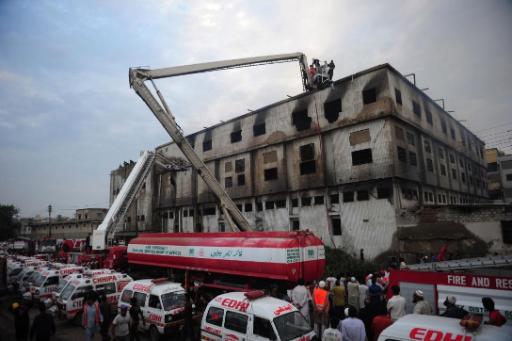 Die ausgebrannte Textilfabrik in der südpakistanischen Stadt Karachi