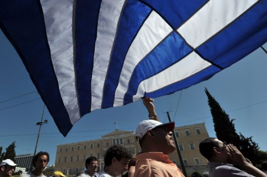 Griechen gehen gegen das Sparprogramm auf die Straße (Athen, 26. September)