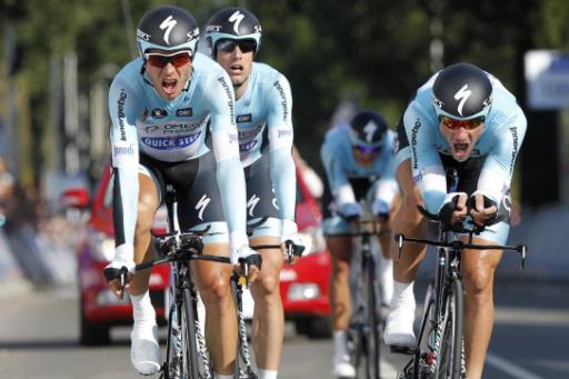 Quickstep-Fahrer Tony Martin, Kristof Vandewalle und Tom Boonen