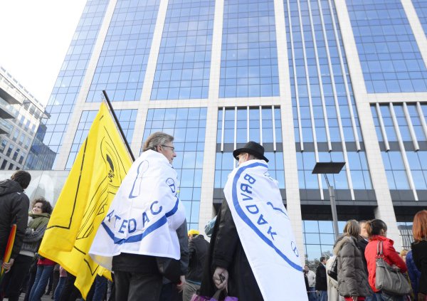 Demo gegen Sozialdumping in Brüssel