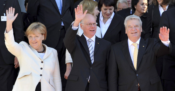 Tag der deutschen Einheit in München: Kanzlerin Angela Merkel, Bundestagspräsident Norbert Lammert und Bundespräsident Joachim Gauck